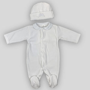 velour angel wings white sleep suit