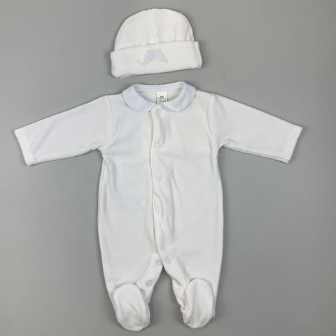 velour angel wings white sleep suit
