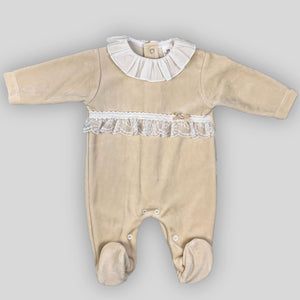 beige lace sleepsuit velour