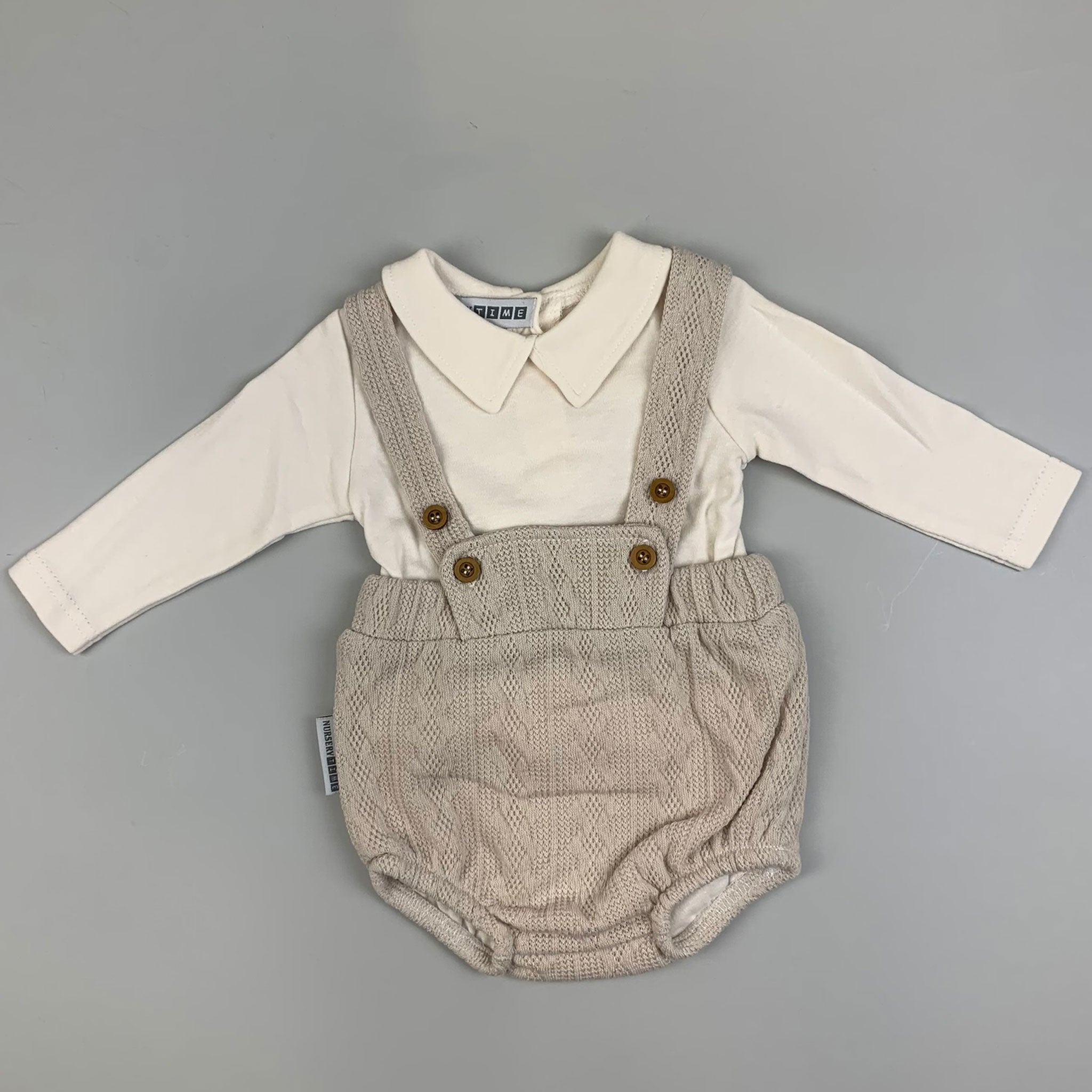 baby boys beige two piece outfit