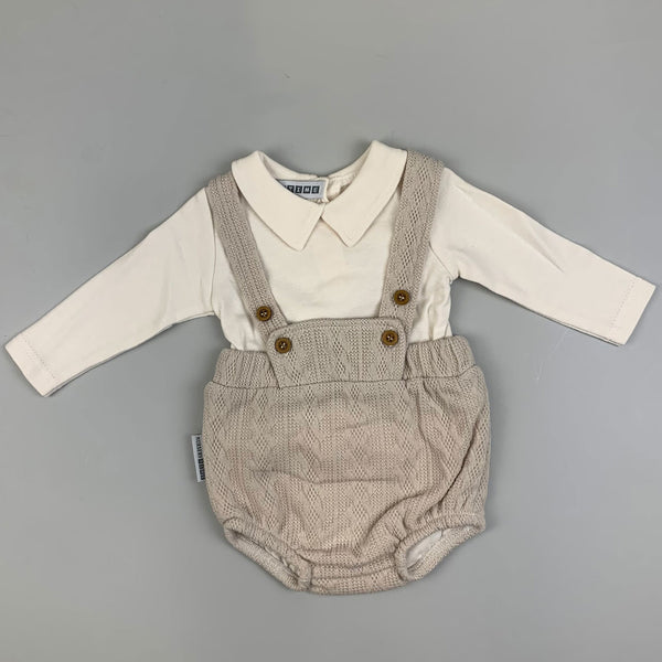 baby boys beige two piece outfit