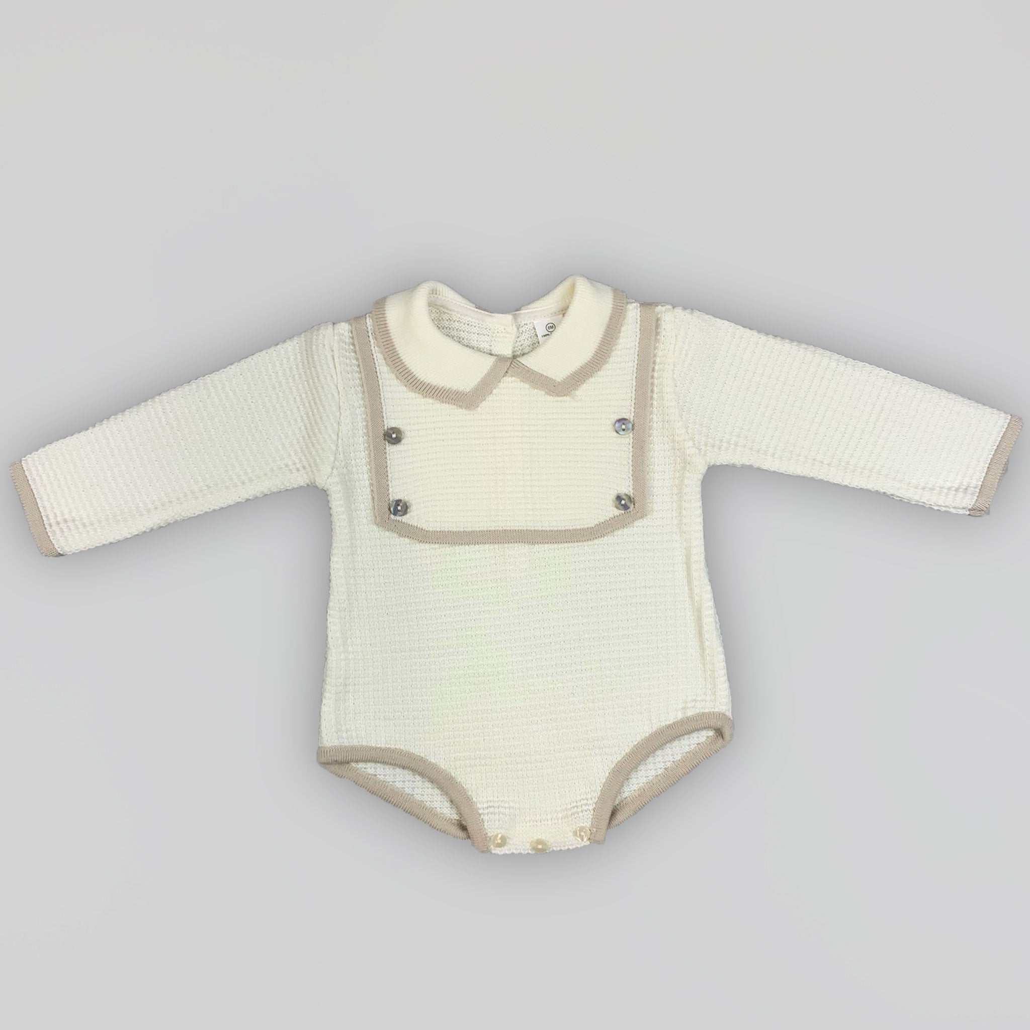 cream knitted baby romper