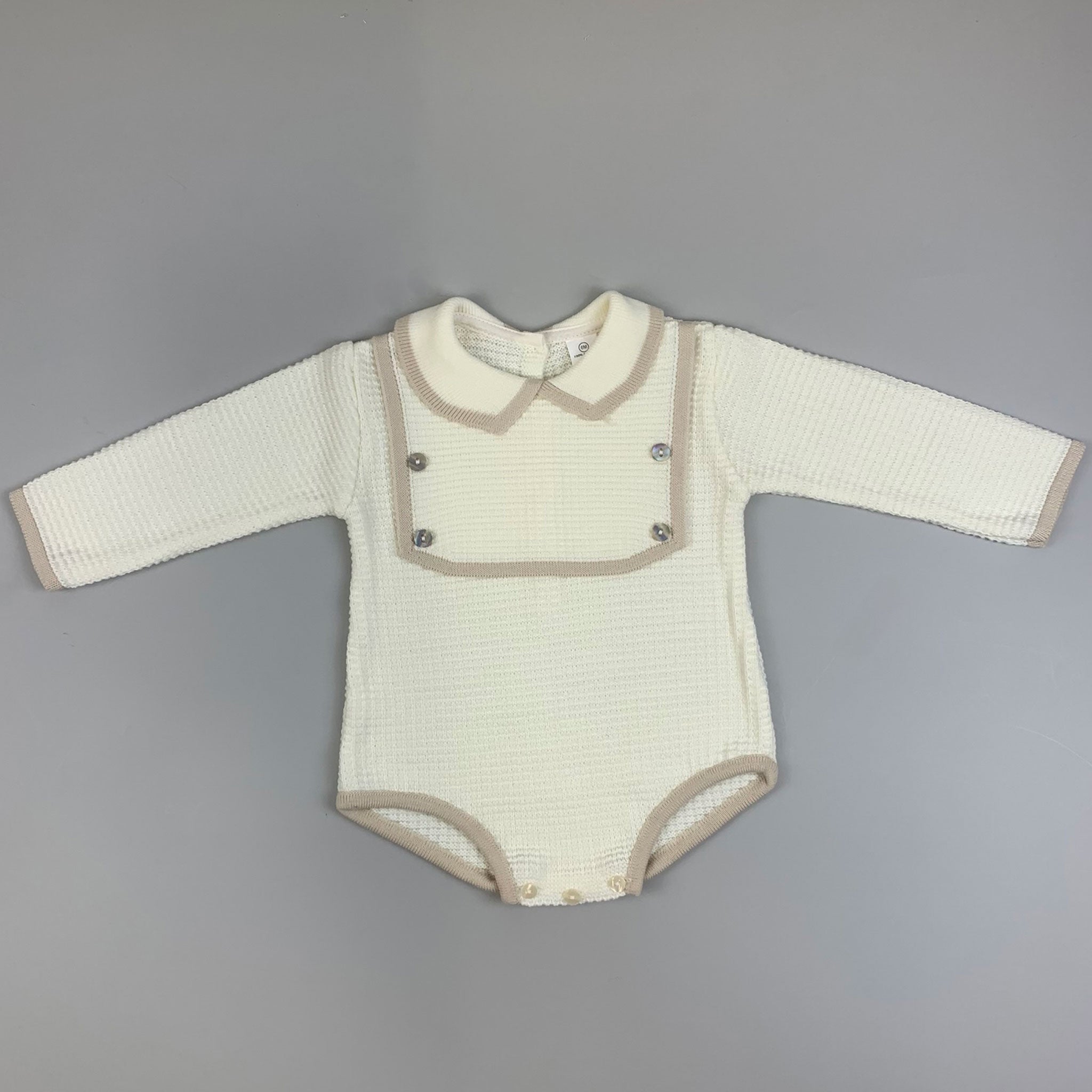 cream knitted baby romper