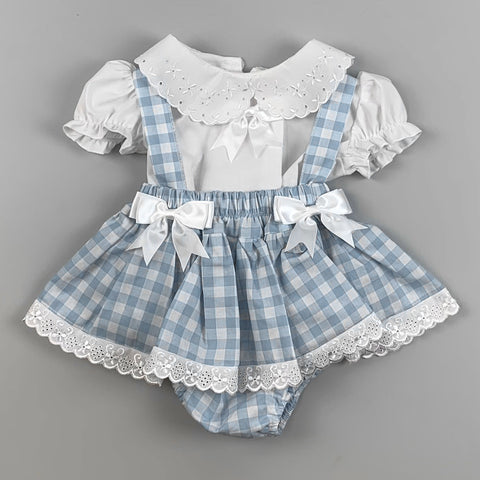 gingham baby girls blue dress
