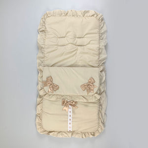 baby unisex beige 3 bow footmuff
