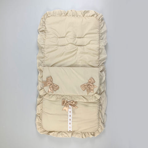 baby unisex beige 3 bow footmuff
