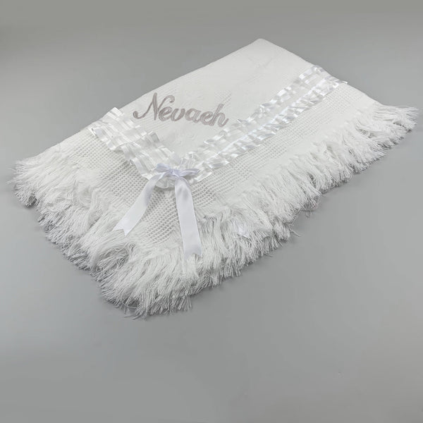 unisex white personalsied shawl