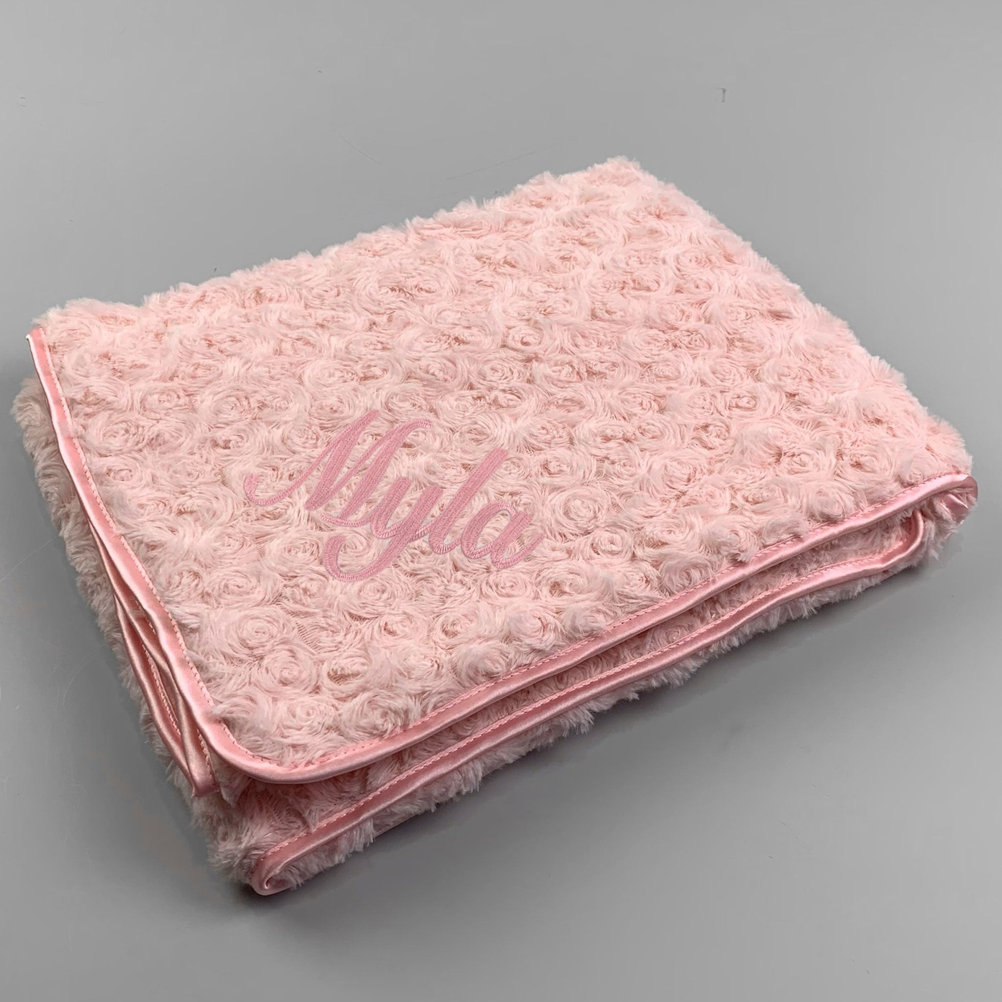 pink rosebud personalised girl blanket