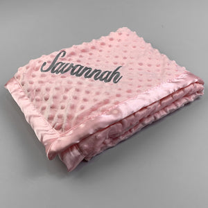 baby girl personalised pink blanket