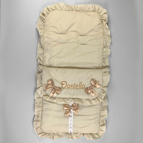 beige unisex baby personalised footmuff