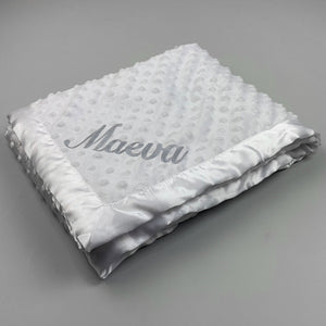 white satin bubble baby blanket