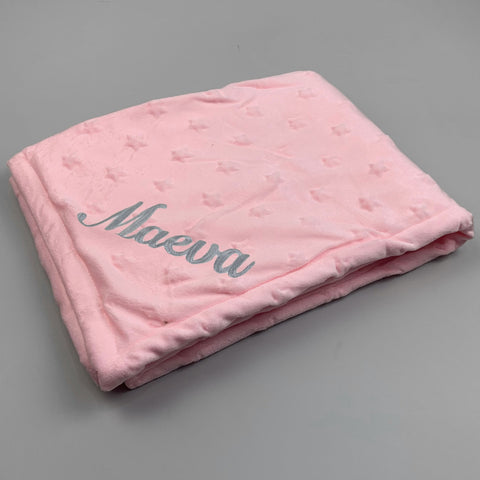 Personalised Embossed Star Baby Blanket - Pink