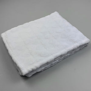 heart embossed unisex white baby blanket