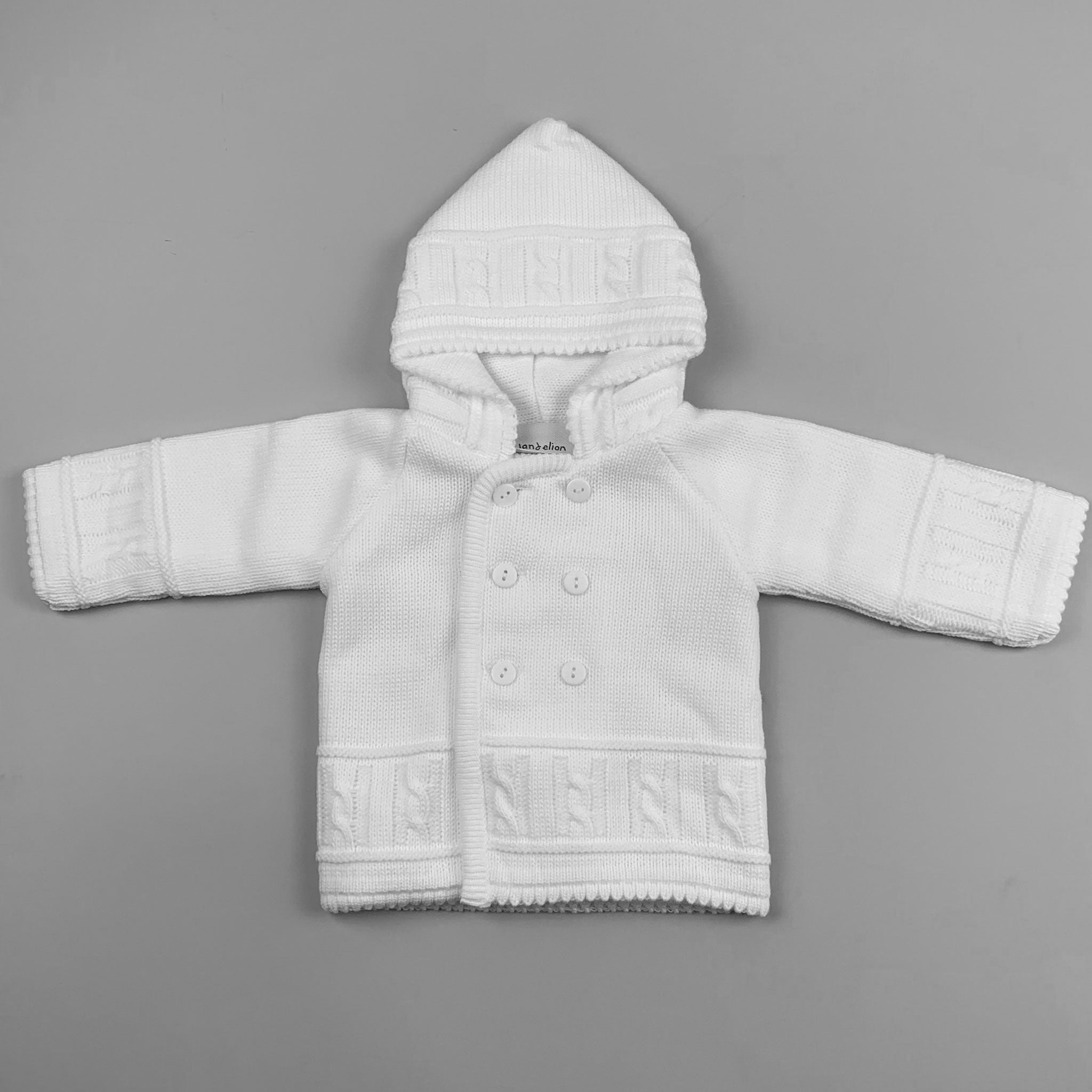 knited unisex baby cardigan white