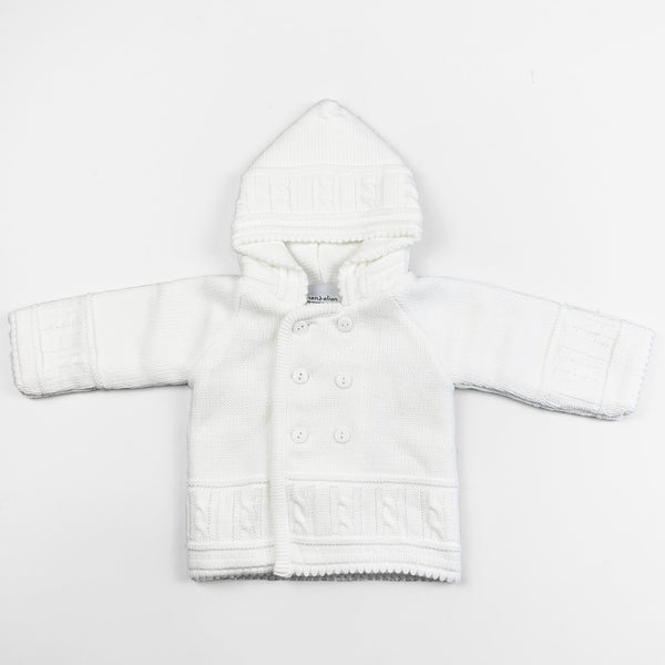 knited unisex baby cardigan white