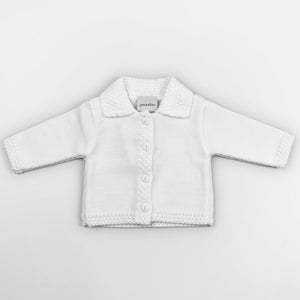 knitted baby cardigan white unisex