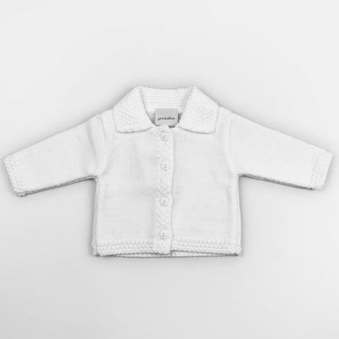 knitted baby cardigan white unisex