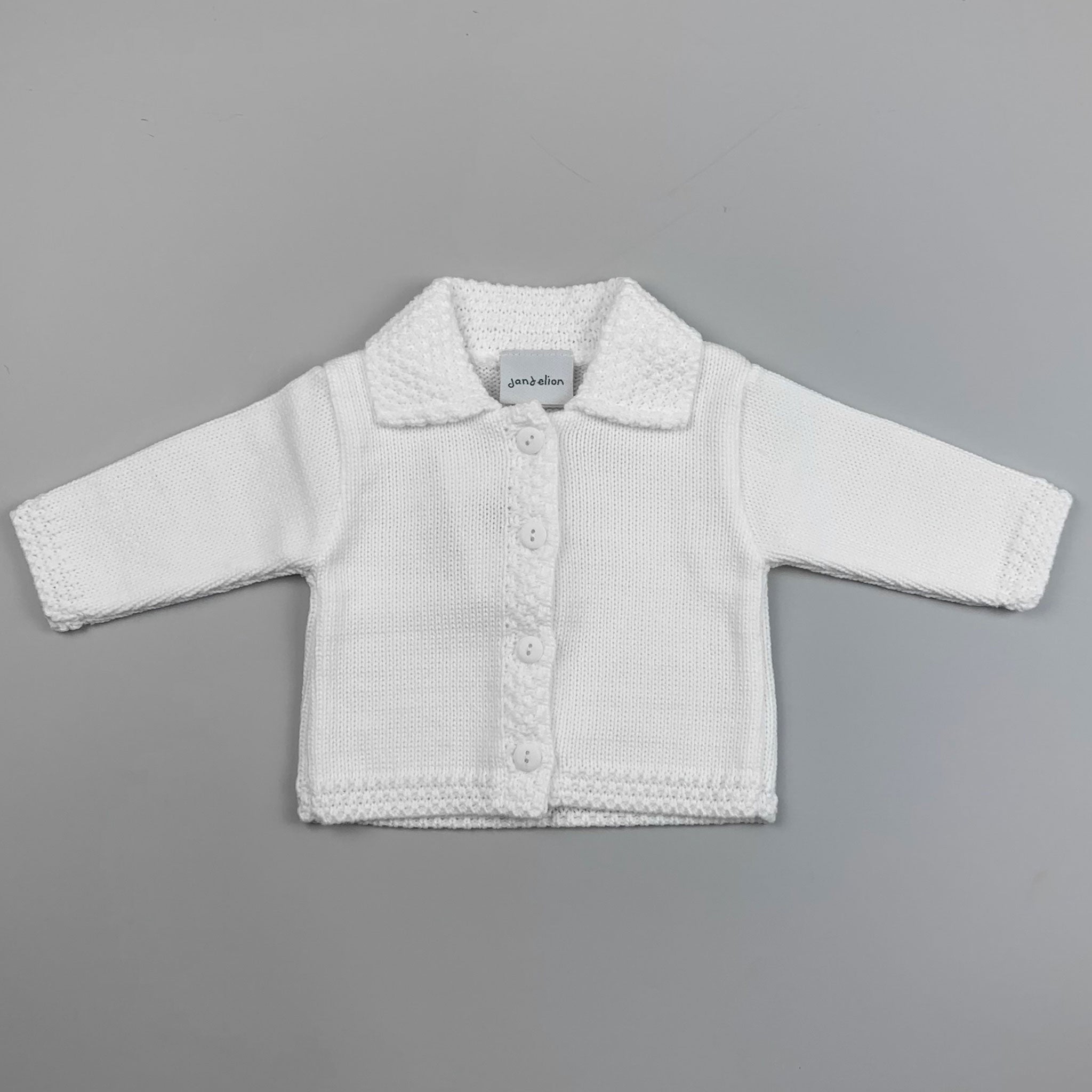 knitted baby cardigan white unisex