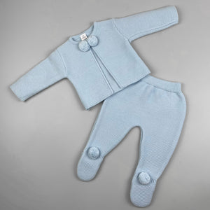 baby knitted blue boys two piece outfit