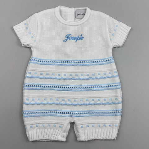 personalised baby boys knitter romper