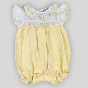 baby girls yellow summer romper flowers