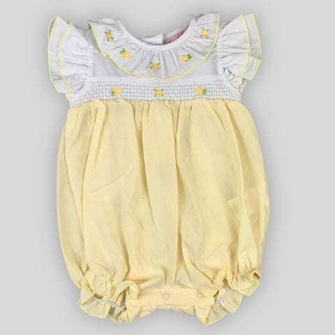 baby girls yellow summer romper flowers