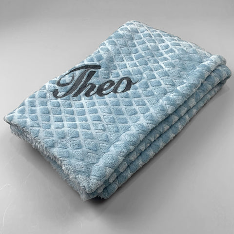 baby boys blue diamond personalised blanket