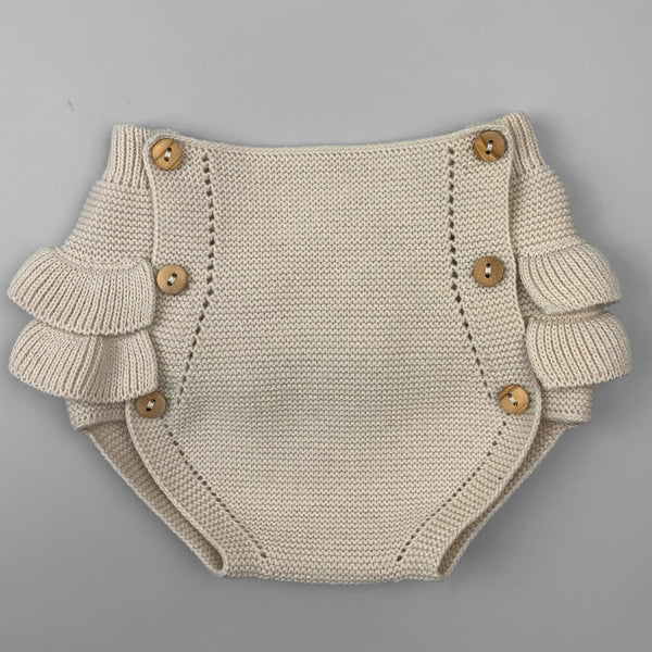 baby girls knitted beige two piece outfit