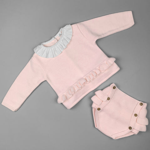 knitted two piece baby girls outfit