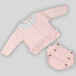 knitted two piece baby girls outfit