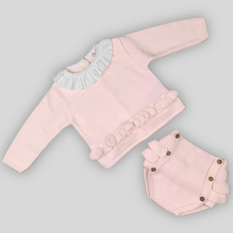 knitted two piece baby girls outfit