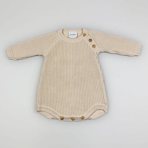 Beige Unisex Knitted Baby Romper – Dandelion