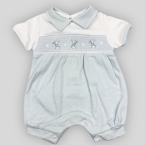 baby boys romper with rabbits easter