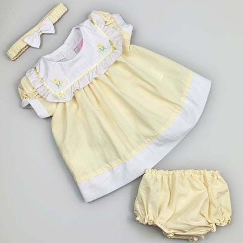 yellow summer baby girls dress headband and matching pants