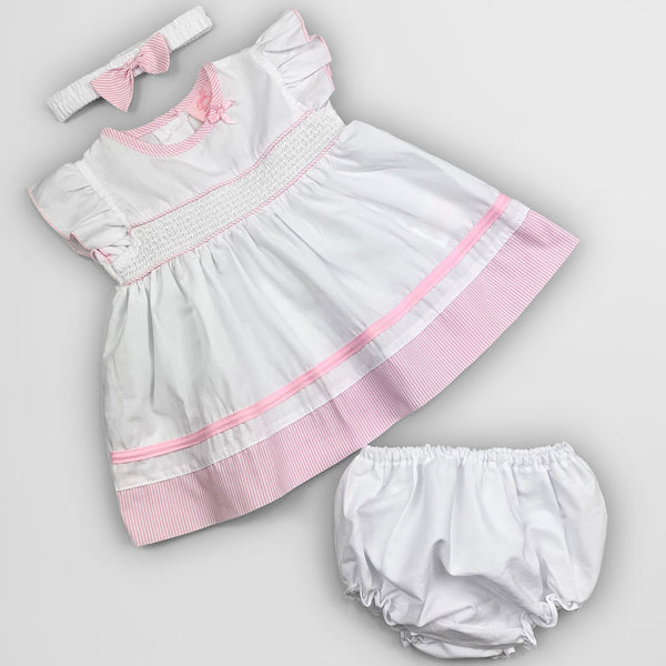 White pink striped dummer three piece outfit