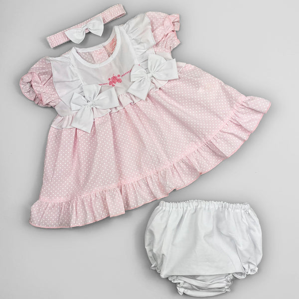 Baby girls pink polka summer dress