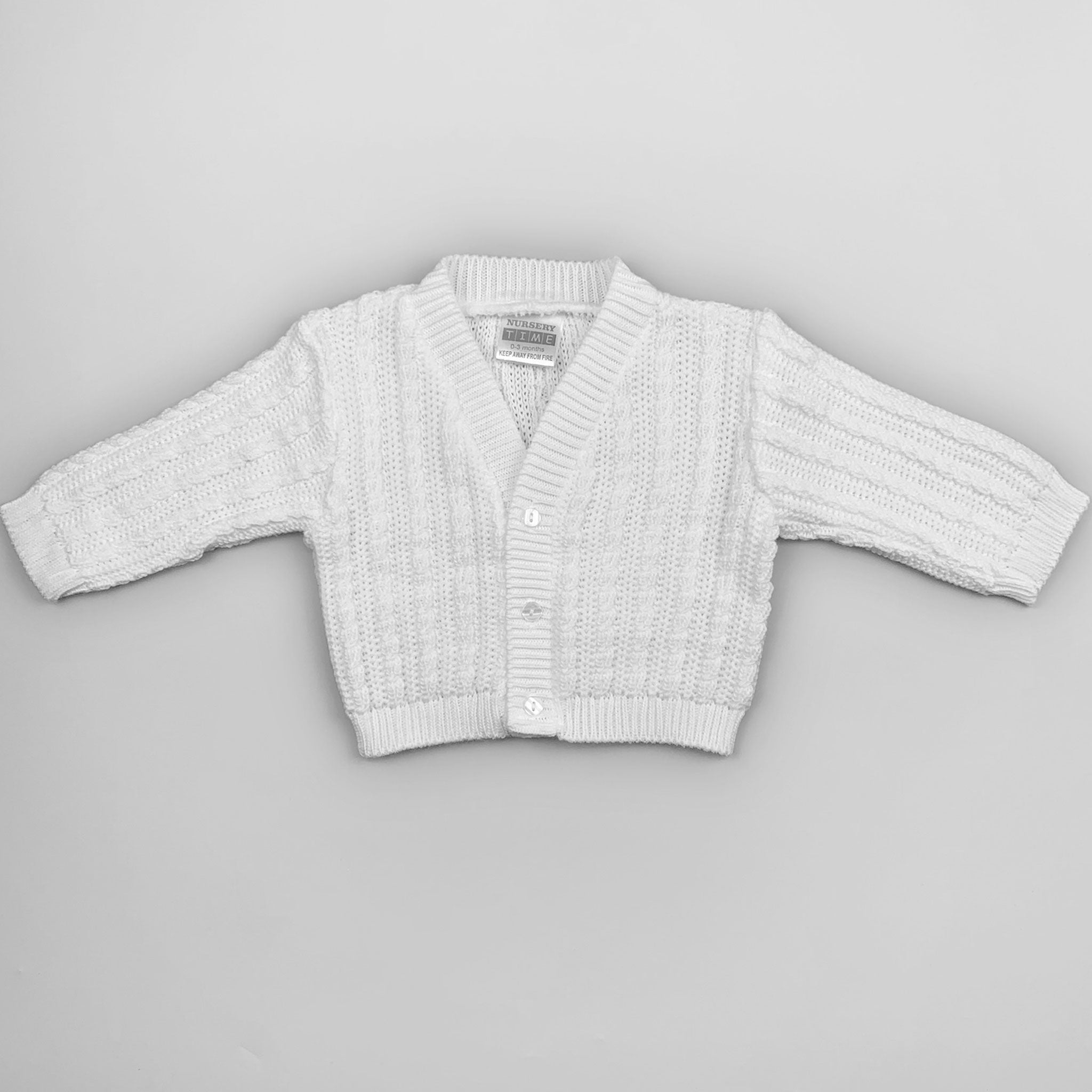 baby boys white knitted cardigan