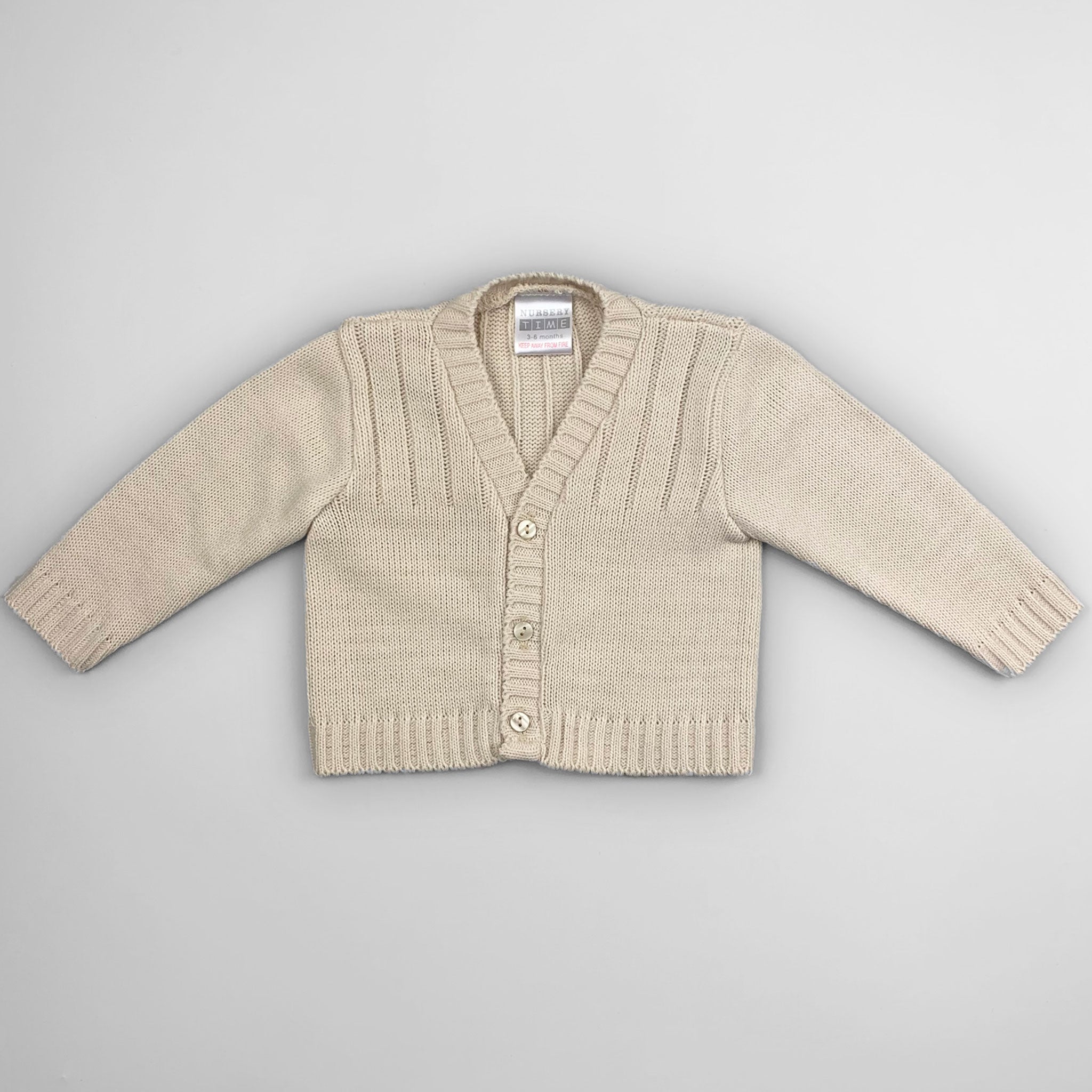 baby boys knitted cardigan in beige with V neck