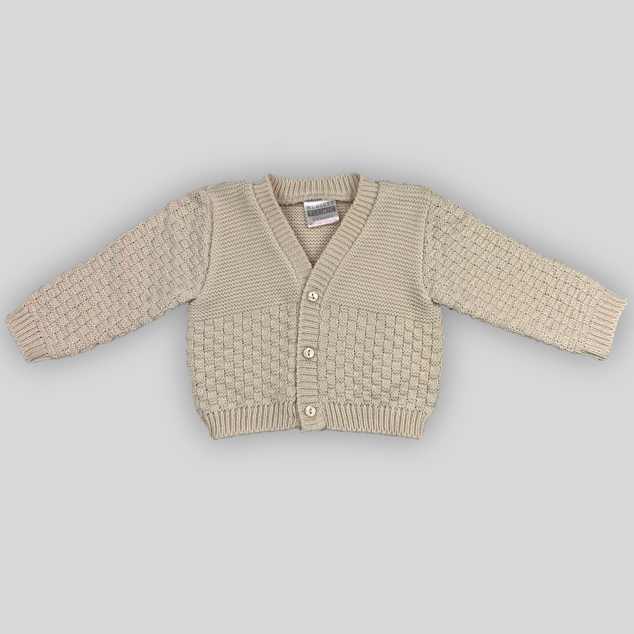 baby boys beige knitted cardi