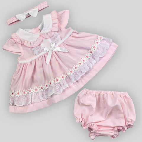 baby girls pink three piece summer dress