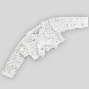 baby girls white bow bolero