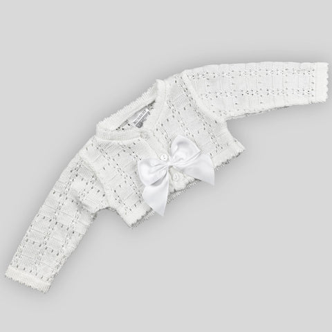 baby girls white bow bolero