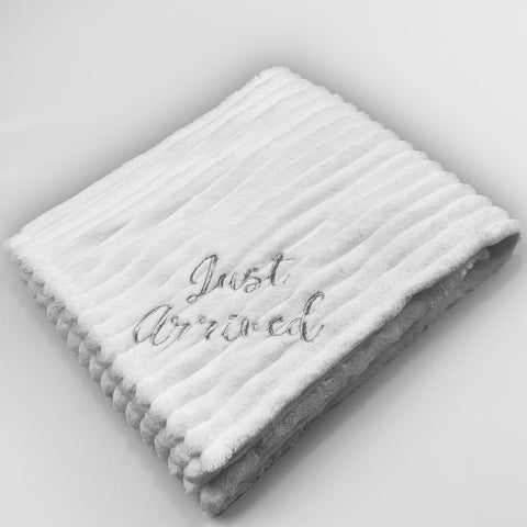 baby white just arrived newborn blanket