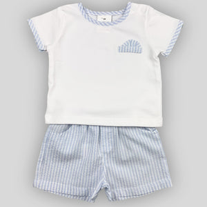 baby boys striped blue and white summer outfit