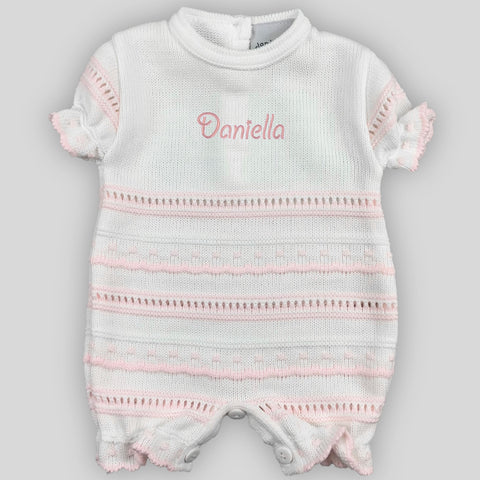 baby girls pink personalised romper