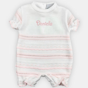 baby girls pink personalised romper