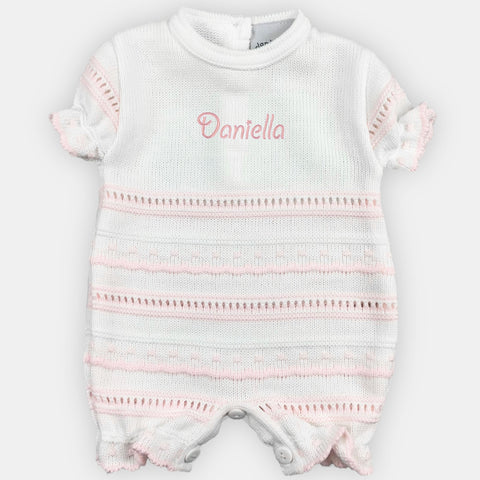 baby girls pink personalised romper