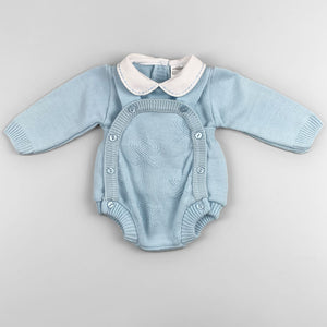 baby boys knitted 2 piece set in blue