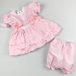 baby girls pink dress gingham 