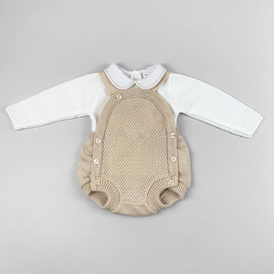 baby unisex knitted dungarees beige